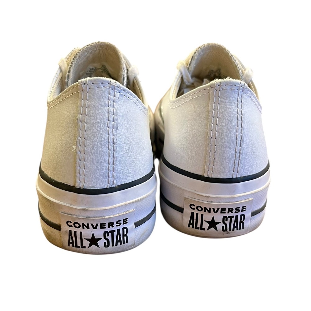 CONVERSE Chuck Taylor All Star Lift Platform White Leather Low Sneakers 7.5 - Picture 3 of 10